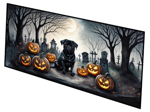 Buy this Black Pug Spooky Halloween Runner Mat 28x58