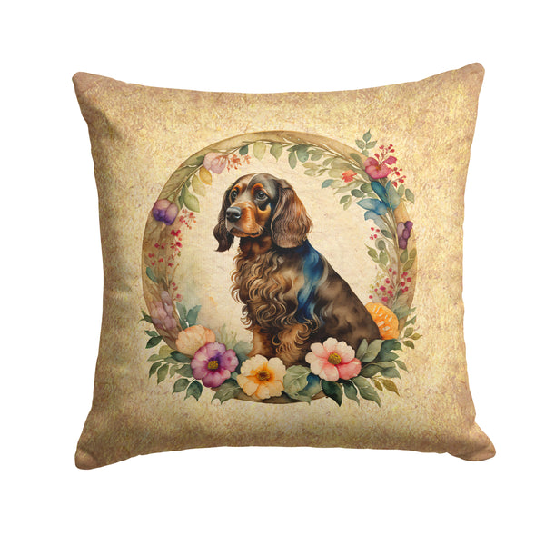 Buy this Field Spaniel and Flowers Fabric Decorative Pillow