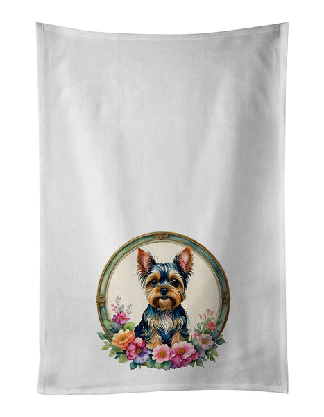 Buy this Yorkshire Terrier and Flowers Kitchen Towel Set of 2