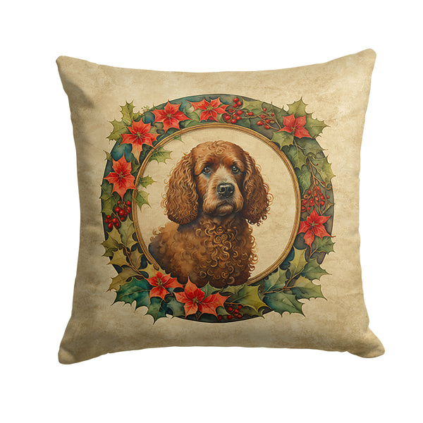 Buy this Irish Water Spaniel Christmas Flowers Throw Pillow