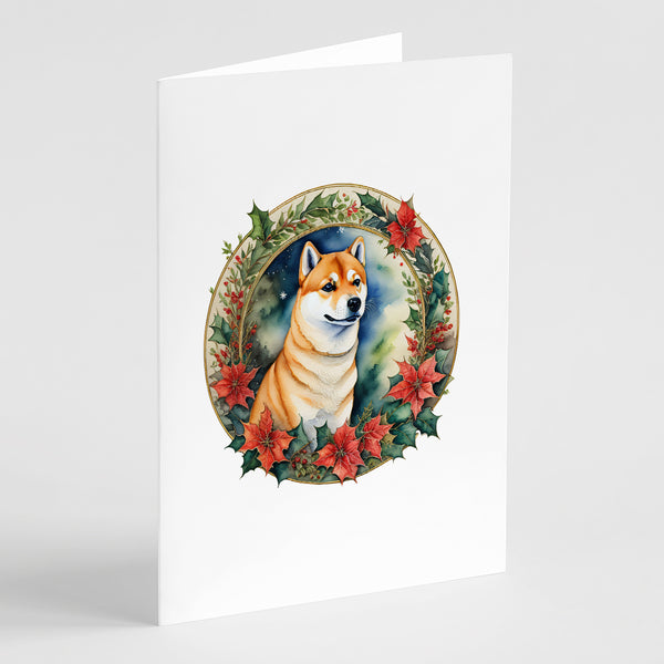 Buy this Shiba Inu Christmas Flowers Greeting Cards Pack of 8