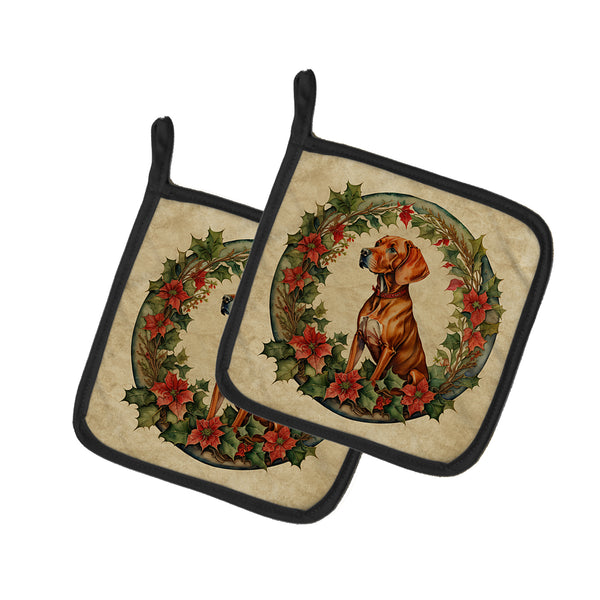 Buy this Vizsla Christmas Flowers Pair of Pot Holders