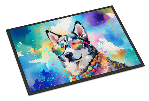 Buy this Siberian Husky Hippie Dawg Indoor or Outdoor Mat 24x36