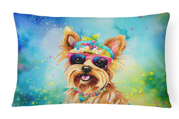 Buy this Yorkshire Terrier Hippie Dawg Fabric Decorative Pillow