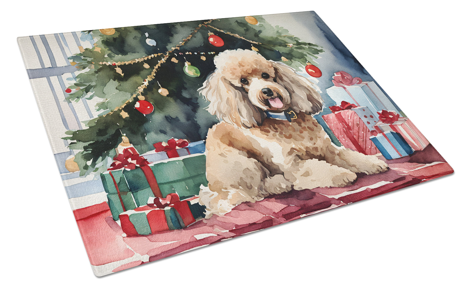 Caroline's Treasures Welsh Terrier Cozy Christmas Glass Cutting Board Large