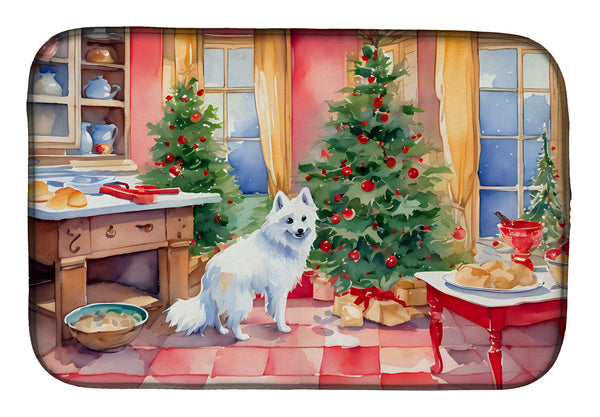 Buy this Japanese Spitz Christmas Cookies Dish Drying Mat