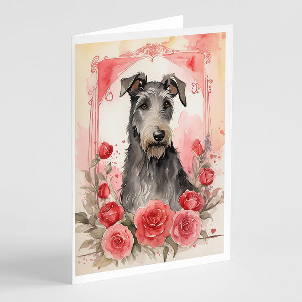 Buy this Scottish Deerhound Valentine Roses Greeting Cards Pack of 8