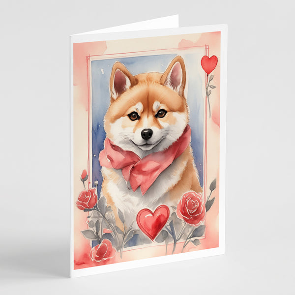 Buy this Shiba Inu Valentine Roses Greeting Cards Pack of 8