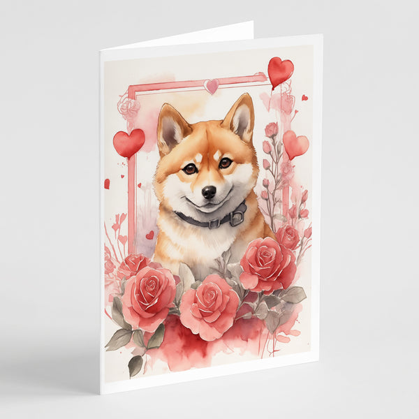 Buy this Shiba Inu Valentine Roses Greeting Cards Pack of 8