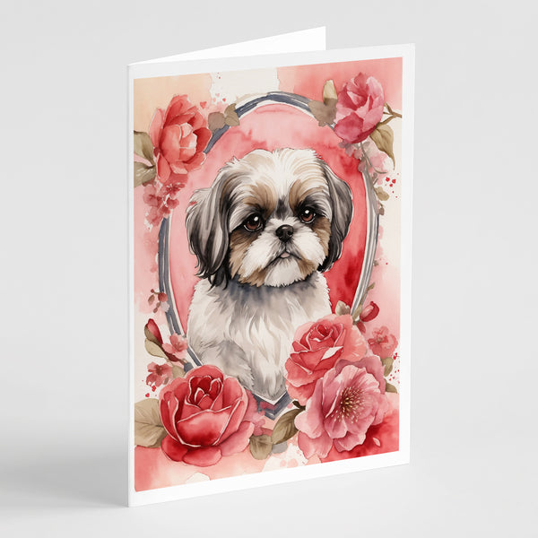 Buy this Shih Tzu Valentine Roses Greeting Cards Pack of 8