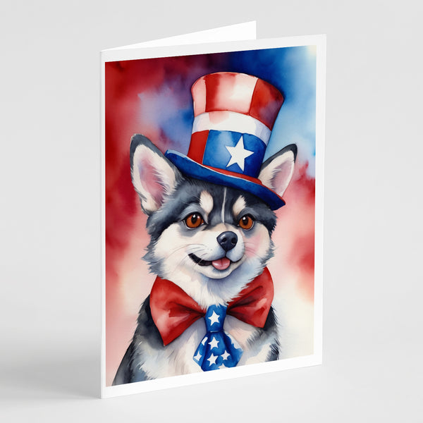 Buy this Alaskan Klee Kai Patriotic American Greeting Cards Pack of 8