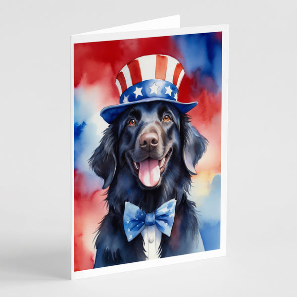 Buy this Flat-Coated Retriever Patriotic American Greeting Cards Pack of 8