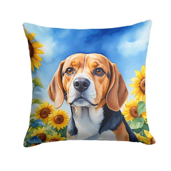 Buy this Beagle in Sunflowers Throw Pillow