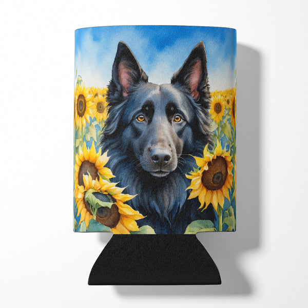 Buy this Belgian Sheepdog in Sunflowers Can or Bottle Hugger