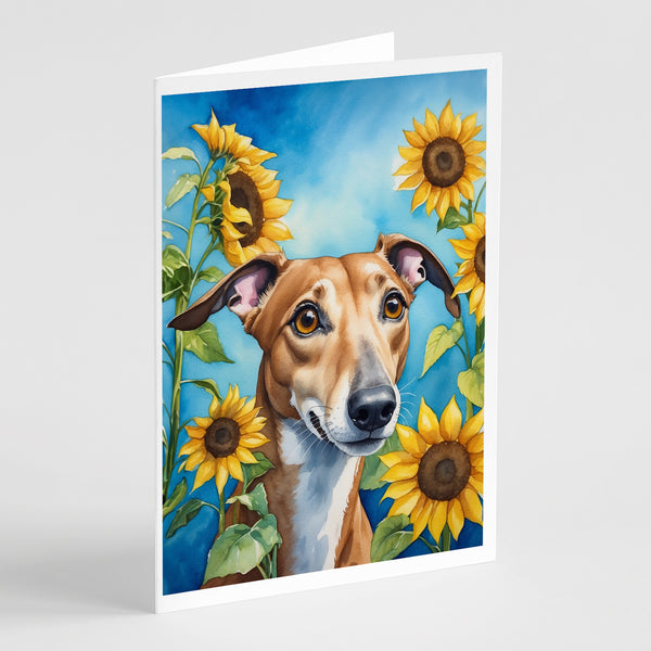Buy this Greyhound in Sunflowers Greeting Cards Pack of 8