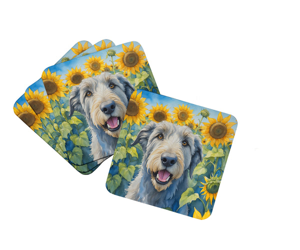 Buy this Irish Wolfhound in Sunflowers Foam Coasters
