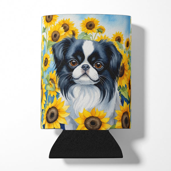 Buy this Japanese Chin in Sunflowers Can or Bottle Hugger