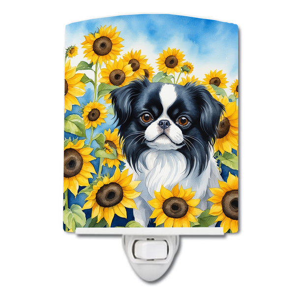 Buy this Japanese Chin in Sunflowers Ceramic Night Light