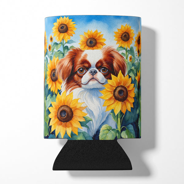 Buy this Japanese Chin in Sunflowers Can or Bottle Hugger