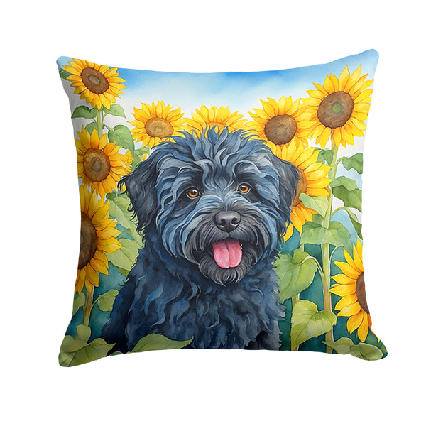 Buy this Puli in Sunflowers Throw Pillow