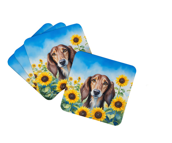 Buy this Saluki in Sunflowers Foam Coasters