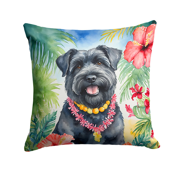 Buy this Bouvier des Flandres Luau Throw Pillow