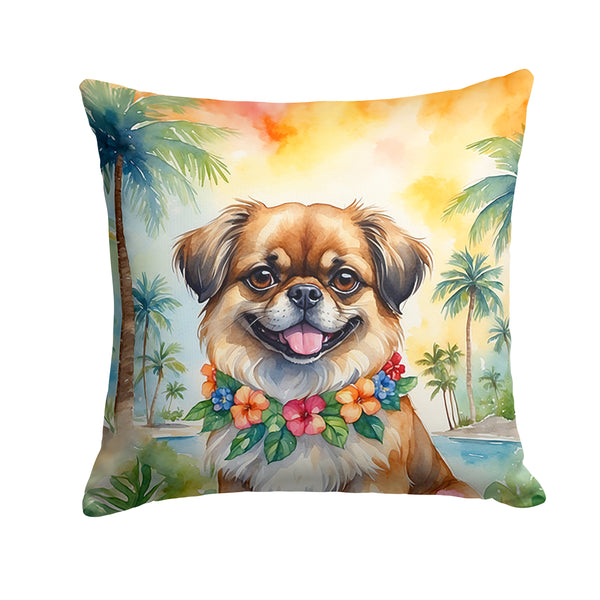 Buy this Tibetan Spaniel Luau Throw Pillow