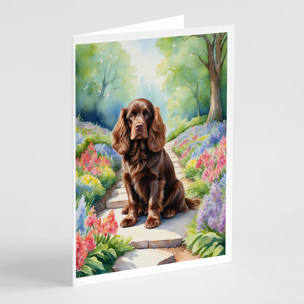 Buy this Sussex Spaniel Spring Path Greeting Cards Pack of 8