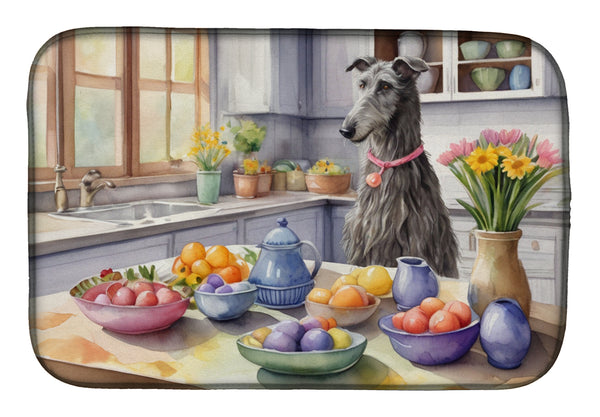 Buy this Decorating Easter Scottish Deerhound Dish Drying Mat