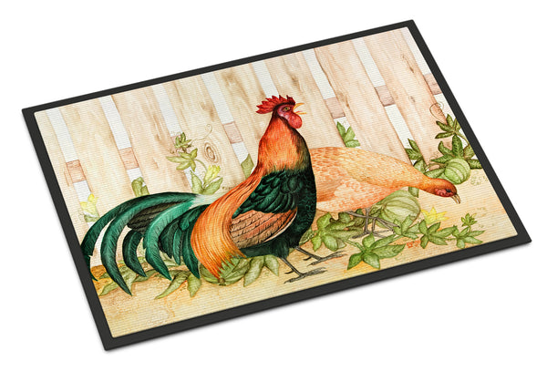 Chicken and Rooster by Ferris Hotard Indoor or Outdoor Mat 18x27 - the-store.com