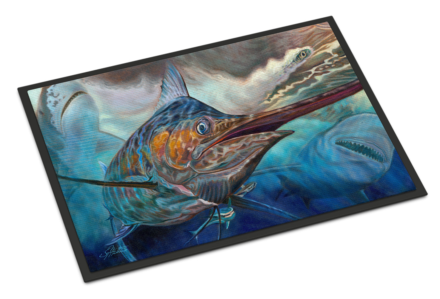 Running The Guantlet Blue Marlin Indoor or Outdoor Mat 18x27 JMA2000MAT