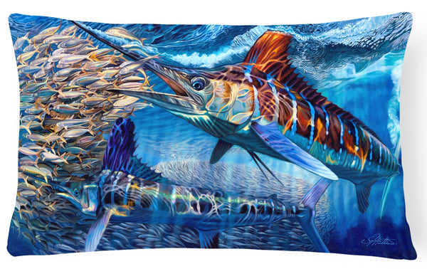 White Night White Marlin Canvas Fabric Decorative Pillow JMA2008PW1216 by Caroline's Treasures