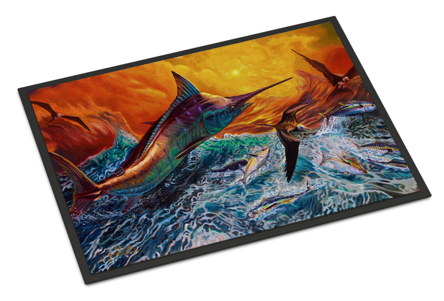 Reflective Chaos Blue Marlin Indoor or Outdoor Mat 18x27 JMA2012MAT