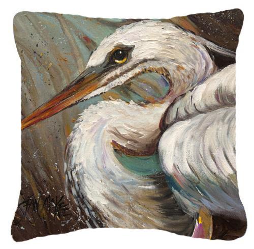 White Egret Canvas Fabric Decorative Pillow by Caroline's Treasures