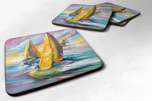 Set of 4 Middle Bay Lighthouse Sailboats Foam Coasters JMK1234FC - the-store.com