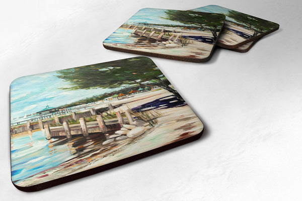 Set of 4 At the Pier Sailboats Foam Coasters JMK1273FC - the-store.com