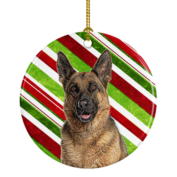 Candy Cane Holiday Christmas German Shepherd Ceramic Ornament KJ1173CO1 - the-store.com