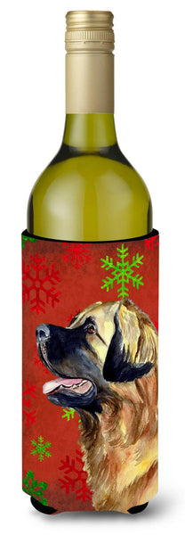 Leonberger Red and Green Snowflakes Holiday Christmas Wine Bottle Beverage Insulator Beverage Insulator Hugger by Caroline's Treasures