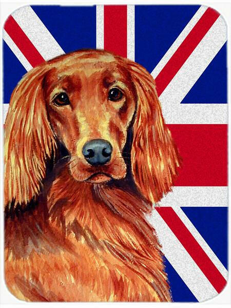 Irish Setter with English Union Jack British Flag Glass Cutting Board Large Size LH9504LCB by Caroline's Treasures