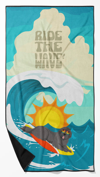 Buy this Surfer Dog Black Newfoundland Premium Beach Towel