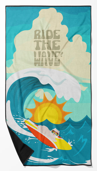 Buy this Surfer Dog White Pomeranian Premium Beach Towel