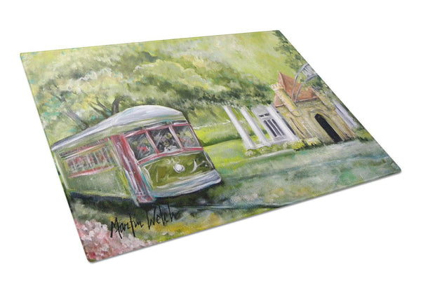 Streetcar Next Stop Audubon Park Glass Cutting Board Large by Caroline's Treasures