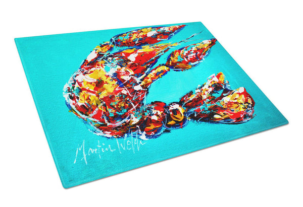 Lucy the Crawfish in blue Glass Cutting Board Large Size MW1161LCB by Caroline's Treasures