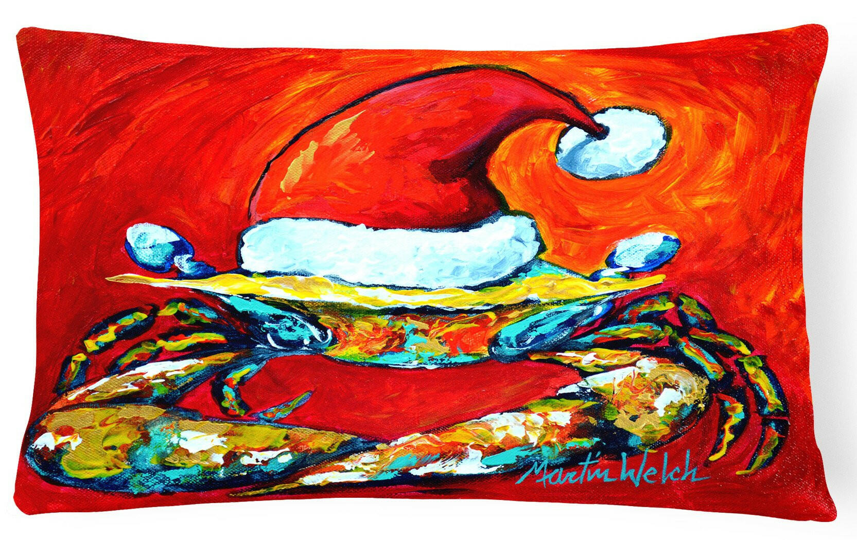 Crab in Santa Hat Santa Claws   Canvas Fabric Decorative Pillow MW1169PW1216