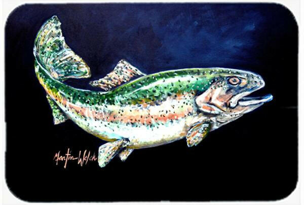 Deep Blue Rainbow Trout Glass Cutting Board Large MW1213LCB by Caroline's Treasures