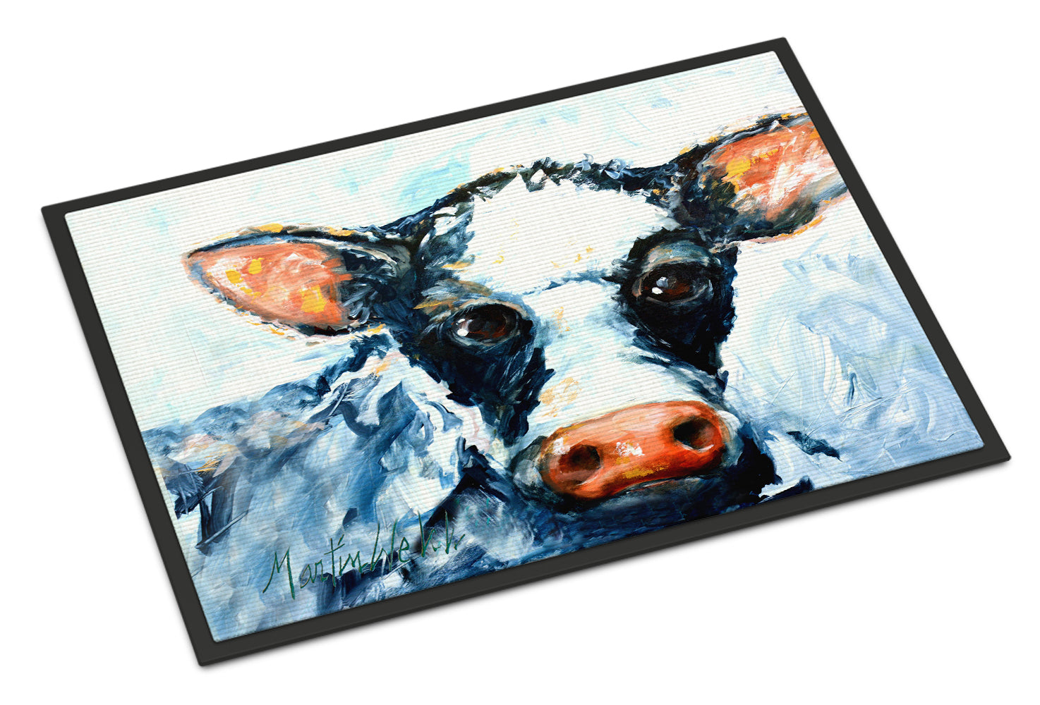 Cow Lick Black and White Cow Indoor or Outdoor Mat 18x27 MW1273MAT