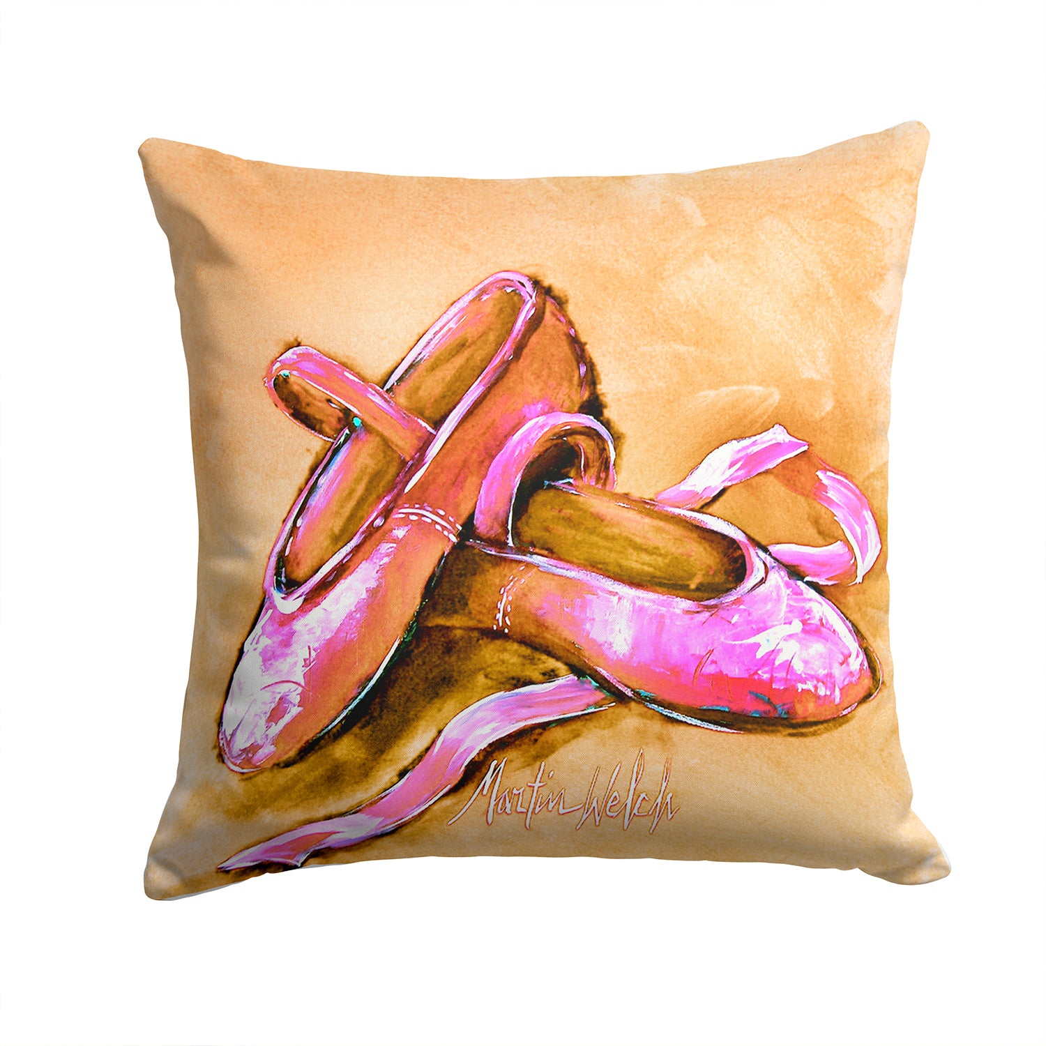 Ballet Shoes Brown and Pink Fabric Decorative Pillow MW1304PW1414