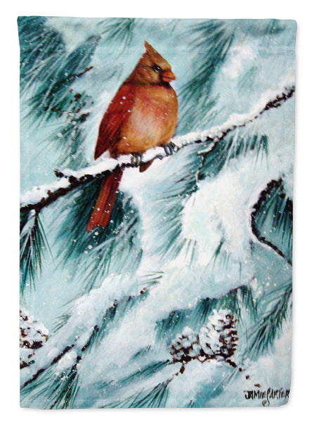 Winter's Glory Redbird 2 Northern Cardinal Flag Garden Size  the-store.com.