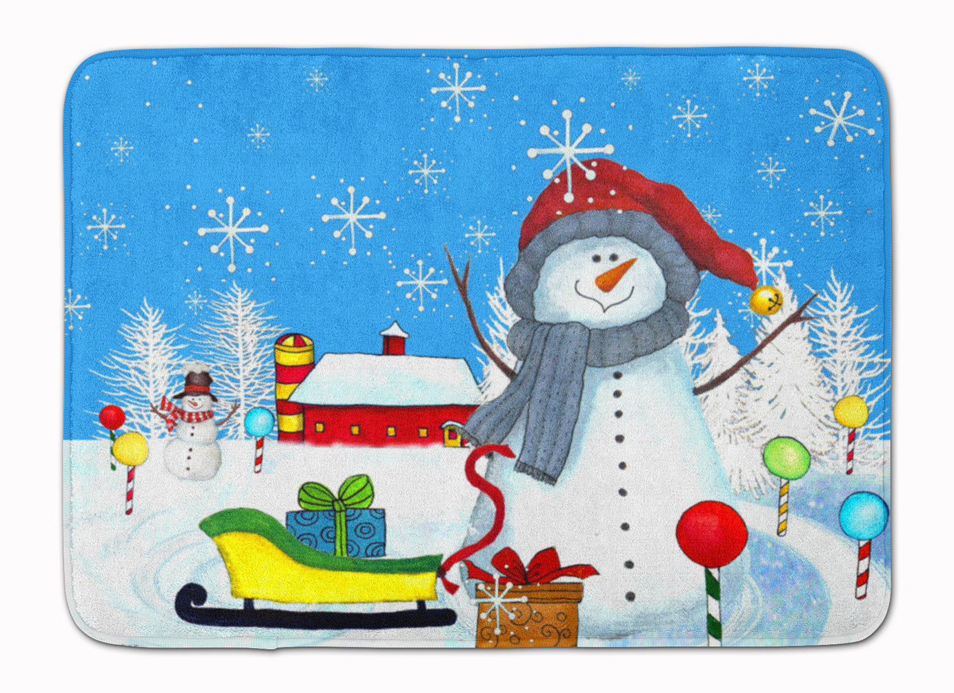 Caroline's Treasures PJC1083MAT Snow Happens in the Meadow Snowman Door Mat,  Indoor Rug or Outdoor Welcome Mat 18x27