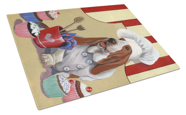 Basset Hound Cupcake Hound Glass Cutting Board Large PPP3011LCB by Caroline's Treasures